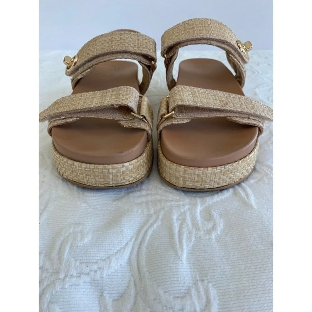 A New Day Platform Sandals Women Size 8 Beige Good Raffia Woven‎ Slingback